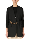 Givenchy Sleeveless Wool Jacket W/ Chain Belt In Black