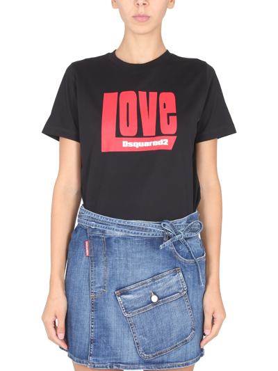 Dsquared2 Love Print Cotton T-shirt In Default Title