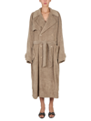 Balenciaga Towel Trench Coat In Sand-coloured Cotton In Beige