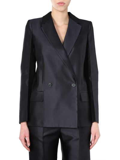 Givenchy Double-breasted Wool-silk Structured Blazer In Navy