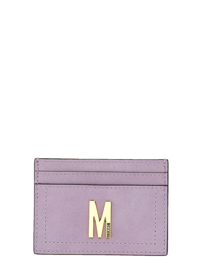 MOSCHINO CARD HOLDER WITH GOLD PLAQUE