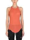 Rick Owens Basic Ribbed-texture Regular-fit Woven Tank Top In Orange