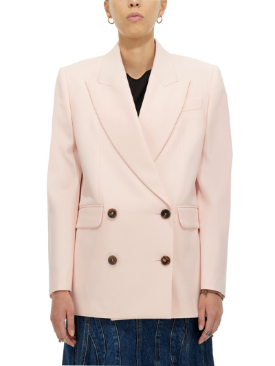 Alexander Mcqueen Double-breasted Jacket In Pink