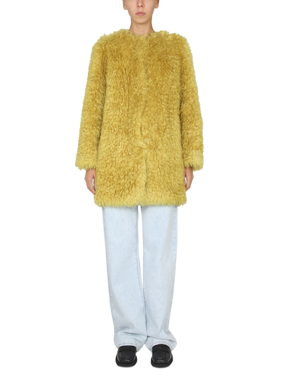 Becagli Since 1994 Faux Fur Coat In Yellow