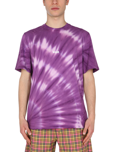 Msgm Crew Neck T-shirt In Purple