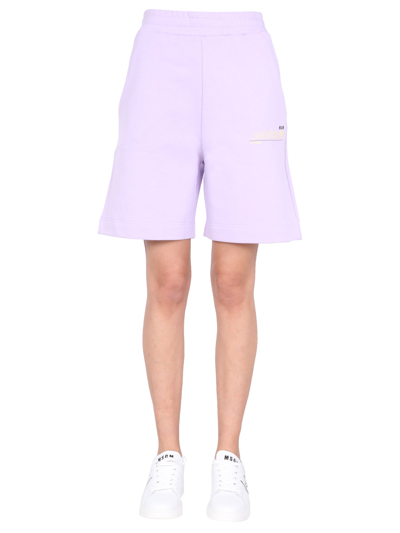 Msgm "fantastic Green" Bermuda In Lilac