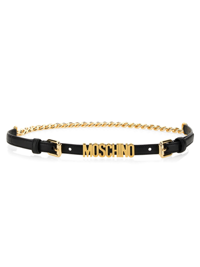Moschino Belt With Logo In Black