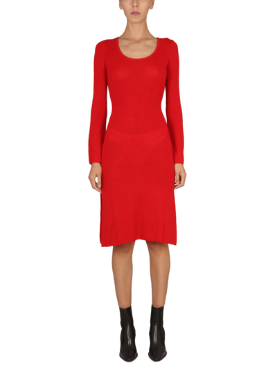 Baum Und Pferdgarten Cecily Rib-knit Midi-dress In Red