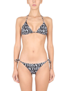 Versace Logo Print Bikini Bottom In Black