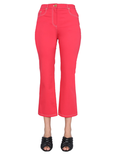 Boutique Moschino High-rise Flared Cotton Jeans In Red
