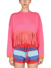 Gallo Fringed Long-sleeves Sweater In Fuchsia