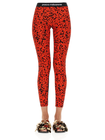 Paco Rabanne Leggings With Logoed Band In Red
