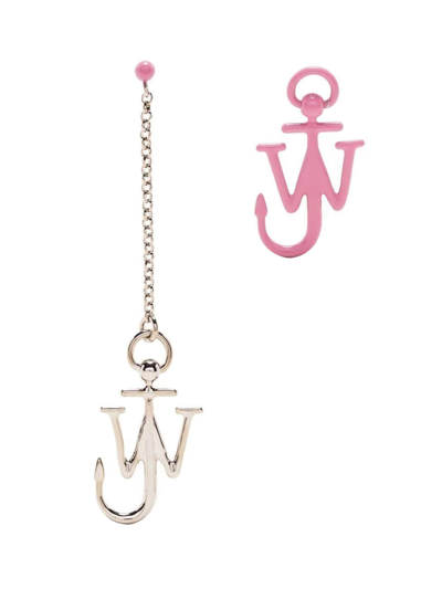 Jw Anderson Asymmetric Anchor Earrings In Multicolore