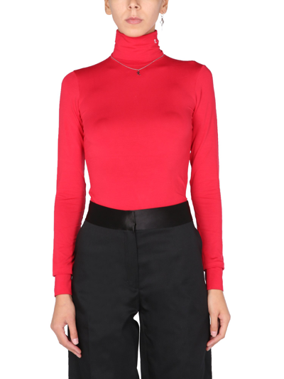 Raf Simons Turtle Neck Jumper In Red