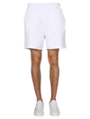 Dsquared2 Icon Print Cotton Jersey Shorts In White