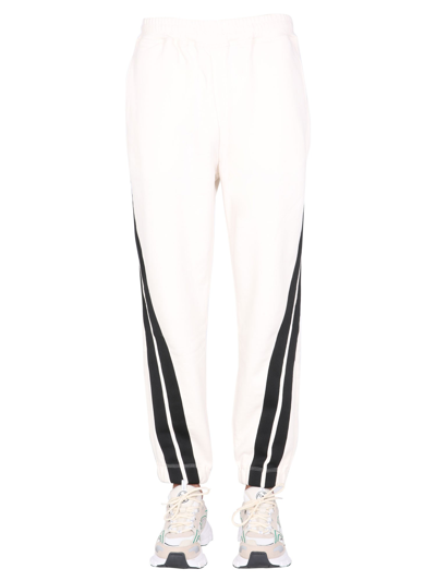 Msgm Trousers With Contrasting Bands In Beige