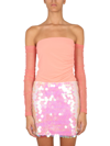 Helmut Lang Sheer Off-the-shoulder Top In Pink
