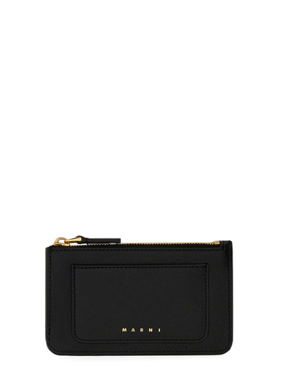 Marni Leather Card Holder In Black