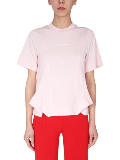 Stella Mccartney T-shirt With Logo Print In Pink