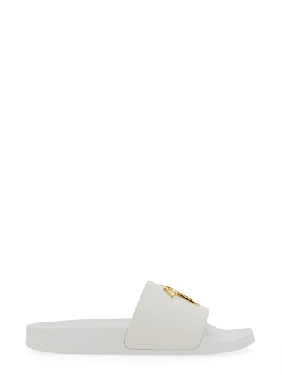 Giuseppe Zanotti Brett Slide Sandal With Logo In White