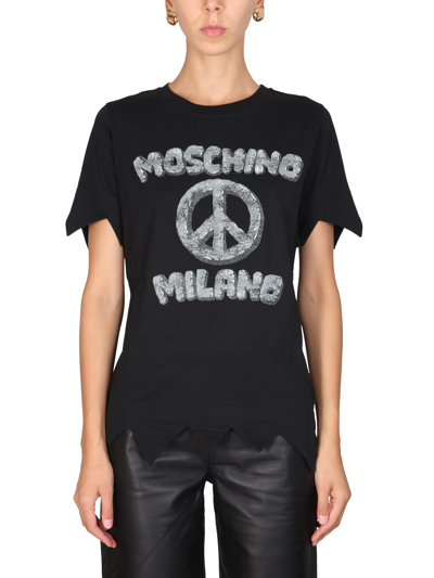 Moschino Flinstones Print T-shirt In Black