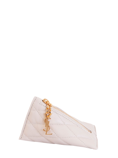 Saint Laurent Leather Keychain In White