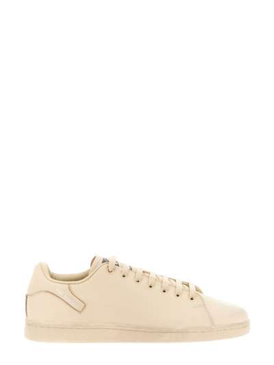 Raf Simons Neutral Orion Leather Low-top Sneakers In Powder