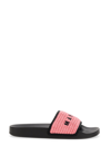 Marni Pink Raffia Logo Slides In Pink