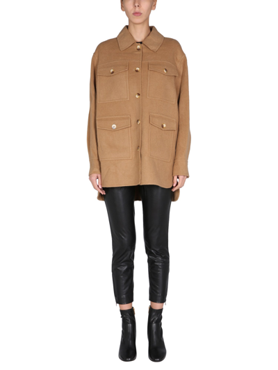 Michael Michael Kors Long-sleeve Wool Jacket In Beige