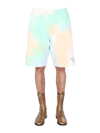 Msgm Tie Dye Pattern Bermuda In Multicolour