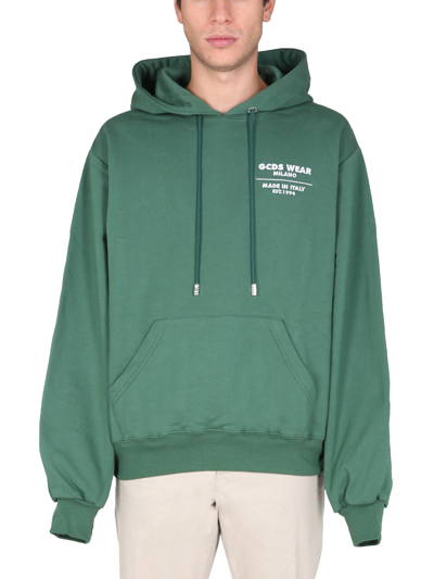 Gcds Sweatshirt With Embroidered College In Green