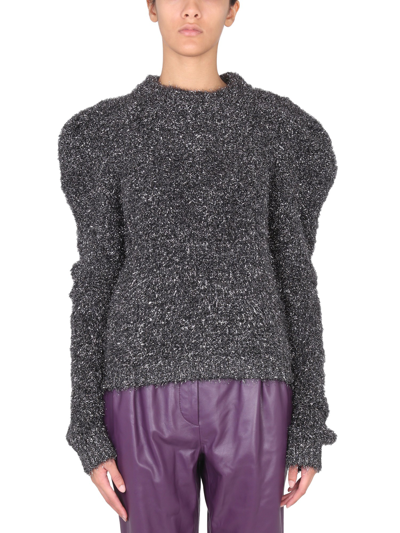 Alberta Ferretti Lurex Sweater In Grigio