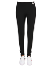 Moncler Black Stretch Fabric Leggings With Logo Patch In Black