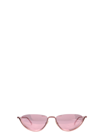 Bottega Veneta Sunglasses With Metal Half-frame In Pink