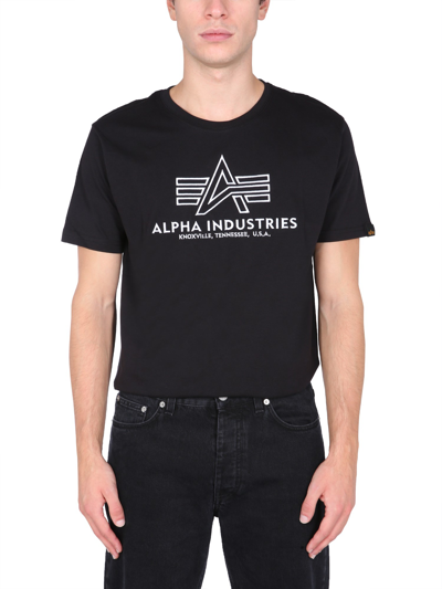 Alpha Industries T-shirt With Embroidered Logo In Black