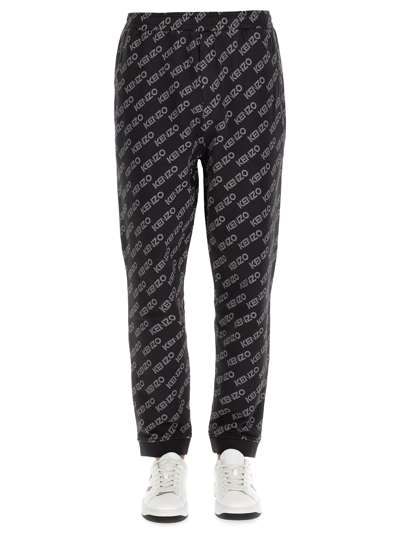 Kenzo Jogging Trousers With Monogram Logo In Black