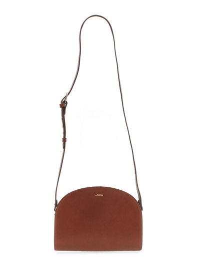 A.p.c. Demi Lune Shoulder Bag In Leather Color Leather In Buff