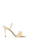 By Far Pink Ada 100 Shearling Trim Leather Sandals In White