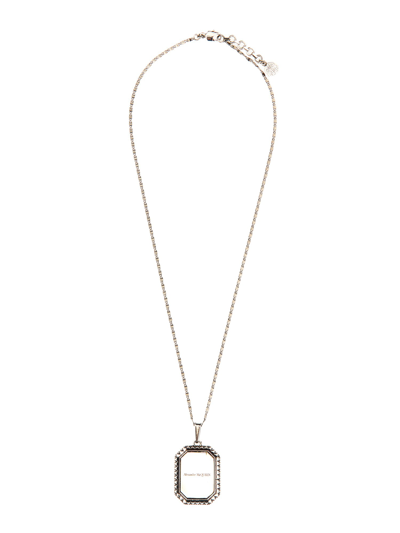 Alexander Mcqueen Necklace With Logo Pendant In Silver