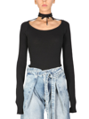Attico Heather Cotton Blend Sweater In Black