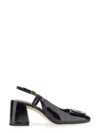 Tory Burch Georgia Patent Block-heel Slingback Pumps In Black