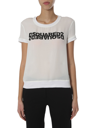 Dsquared2 Round Neck T-shirt In Bianco