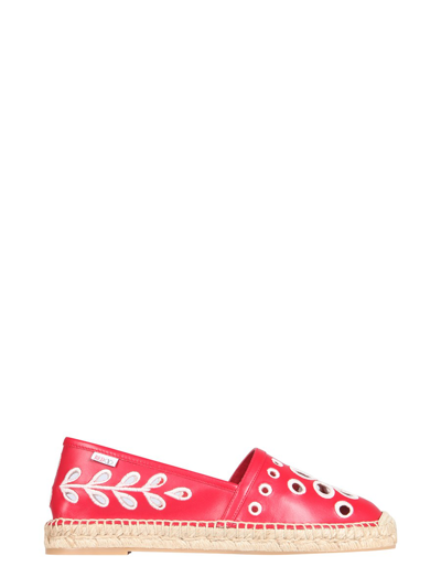 Redv Perforated Leather Espadrilles In Red