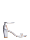 Stuart Weitzman Nearlynude 80mm Crystal-embellished Sandals In Silver