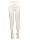 Max Mara Satin High Waist Cropped Trousers In White