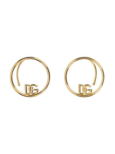 Dolce & Gabbana Bijoux Dg Logo Hoop Earrings In Gold