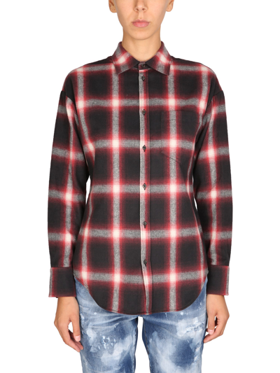 Dsquared2 Easy Dean Check Cotton Flannel Shirt In Fantasy