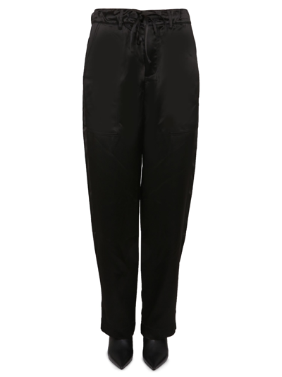 Proenza Schouler White Label Cotton-linen Tapered Pants In Black