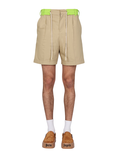 Palm Angels Side Band Bermuda Shorts In Beige