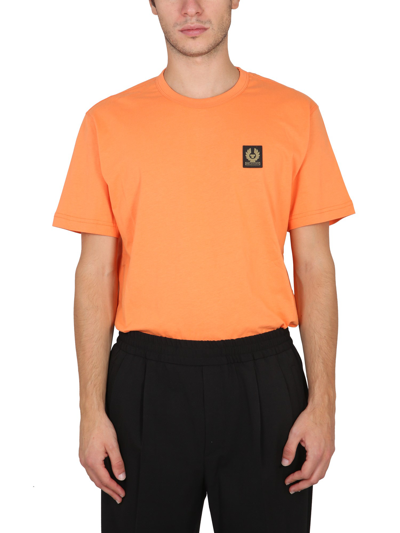 Belstaff T-shirt With Logo Patch In Arancione